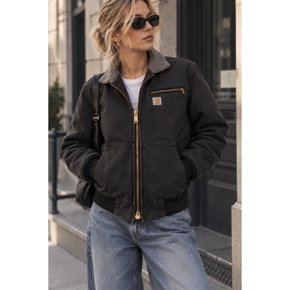 Carhartt Womens Canvas Duck Weathered Jacket Sherpa Lined Wildwood XS Workwear